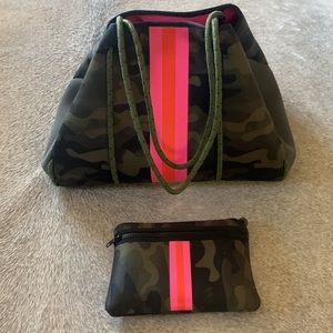 Haute Shore Neoprene Camouflage purse with wristlet - washable